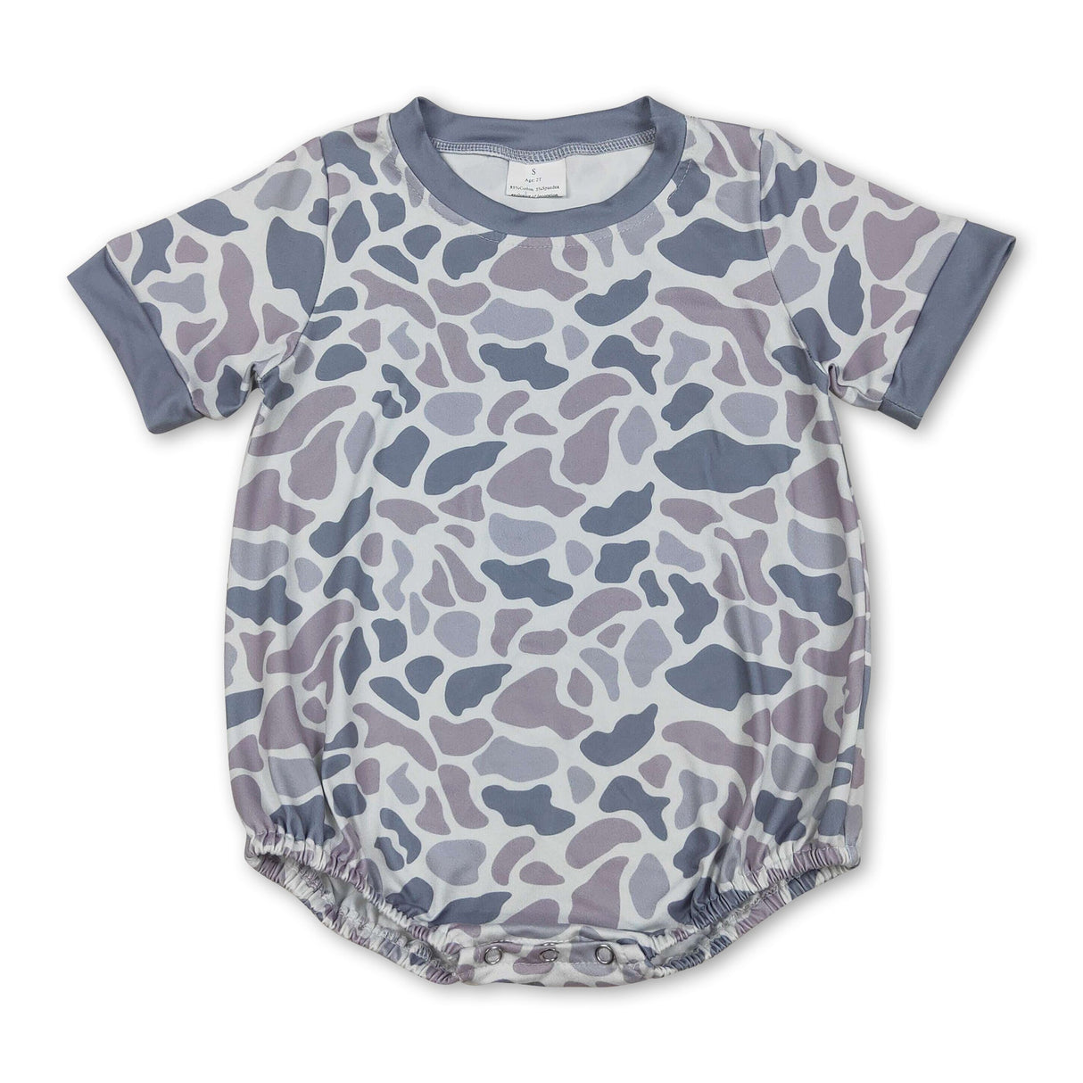 boy camo print baby short sleeve romper