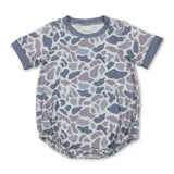 boy camo print baby short sleeve romper