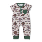Short sleeves duck call camo hat baby boy romper