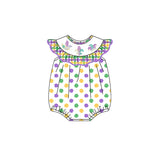 purple yellow green polka baby short sleeve romper