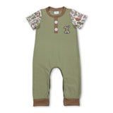 Short sleeves camo rabbit baby boy Easter romper