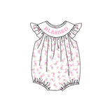 pink flowers print baby girl romper