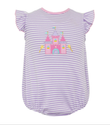purple stripe cattle embroidery baby girl romper