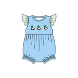blue duck embroidery baby girl romper