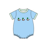 blue duck embroidery baby girl short  romper