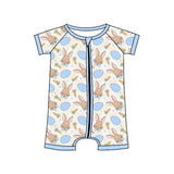 blue easter rabbit baby short boy romper