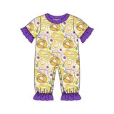 yellow green purple donut baby girl short romper