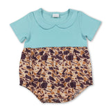 green brown leopard short boy romper