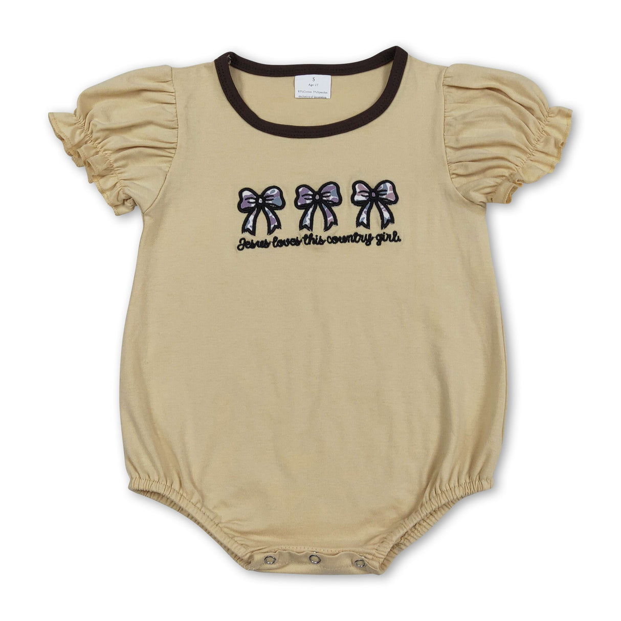Jesus love this country girl camo bow baby girls romper