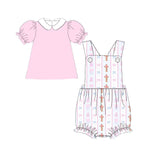 pink colorful bows kids girls overall romper