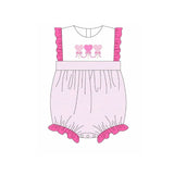 pink stripe heart print baby girl sleeveless romper