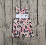 Sleeveless camo cross baby boy Easter romper