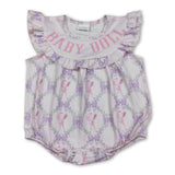 Flutter sleeves baby doll lavender bow girls romper
