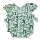 Short sleeves green bow girls St Patrick's romper