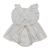 Ruffle stripe cross baby girls Easter romper