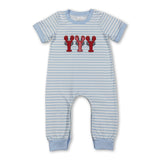Short sleeves stripe crawfish baby boy romper