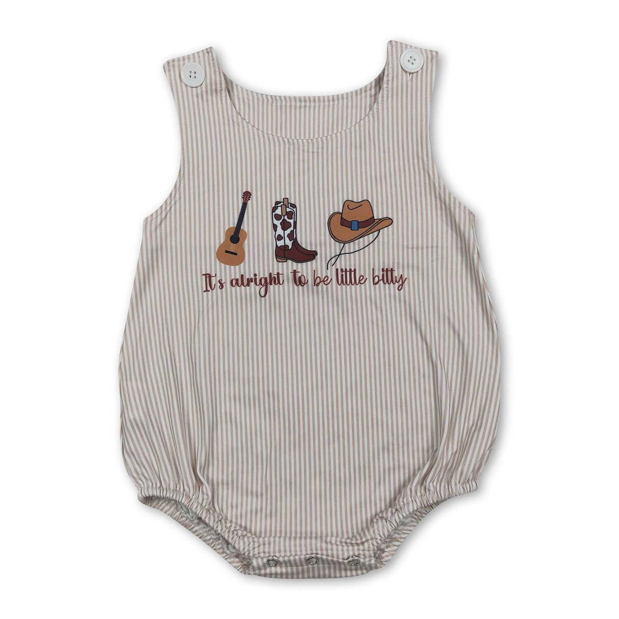Sleeveless stripe it's alright to be little bitty western baby romper