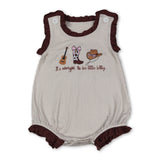 Ruffle stripe it's alright to be little bitty western baby romper