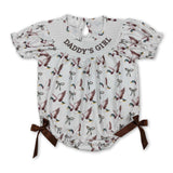 Short sleeves daddy's girl duck bow baby girl romper