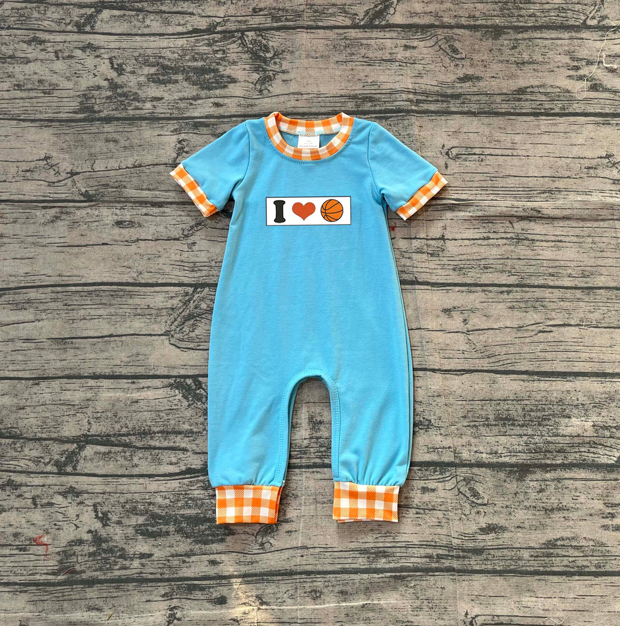 Short sleeves I love basketball baby boy romper