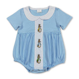 Light blue short sleeves rabbit baby boys Easter romper