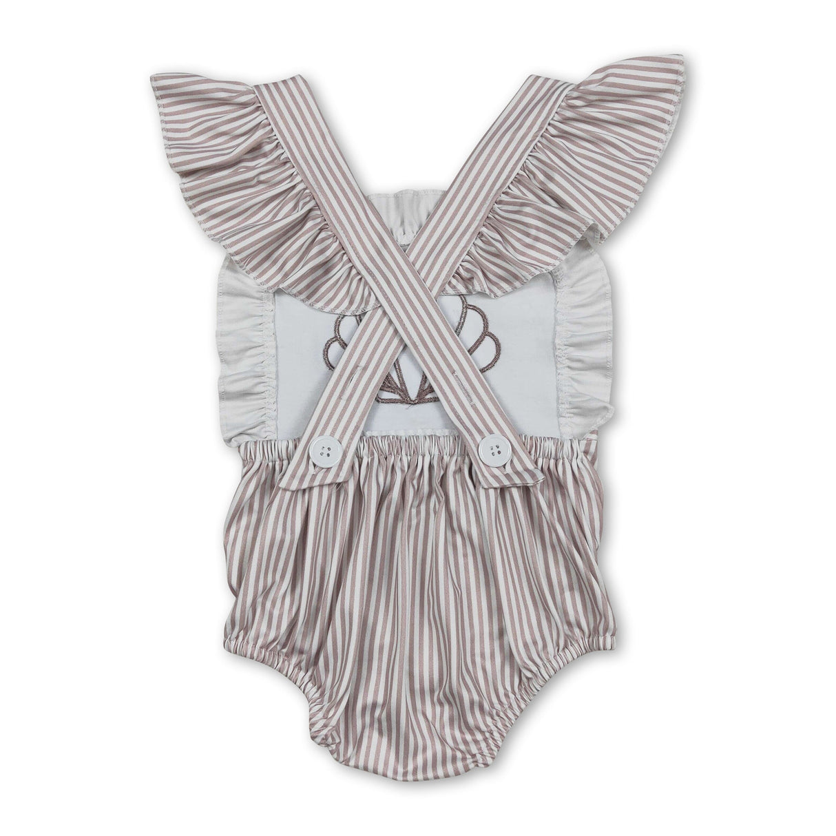 Stripe flutter sleeves shell baby girls romper