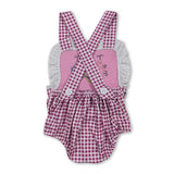 Pink plaid straps fishing baby girl summer romper