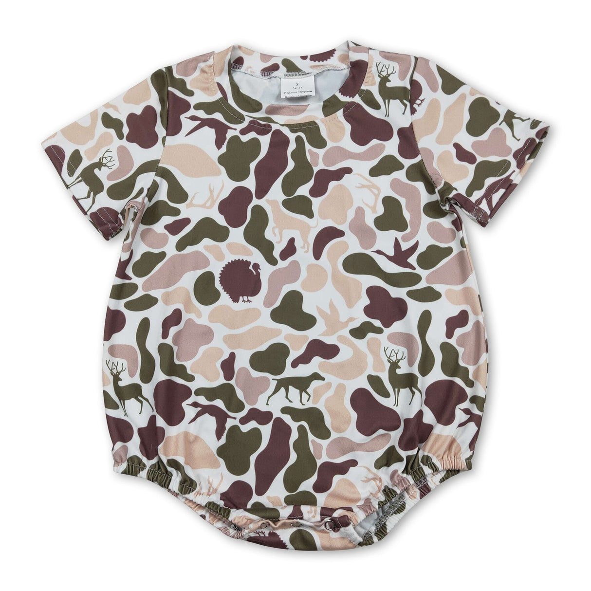 Short sleeves hunting camo baby boy summer romper