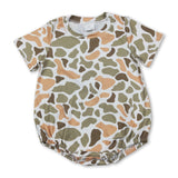 Short sleeves green camo baby boy summer romper