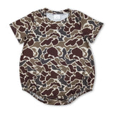 Short sleeves dark brown camo baby boy summer romper
