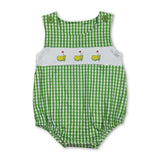 Sleeveless green plaid golf baby boy romper
