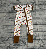 Short sleeves duck call dog baby boy zipper romper