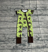 Short sleeves camo hat duck baby boy zipper romper