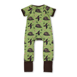 Short sleeves camo hat duck baby boy zipper romper