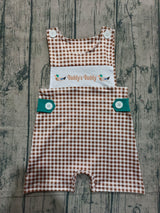 Sleeveless plaid daddy's buddy duck baby boy romper