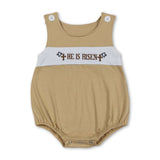 Sleeveless He is risen cross baby boy Easter romper