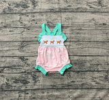 Ruffle straps dog stripe baby girls summer romper