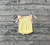 Flutter sleeves yellow floral embroidery baby girls romper