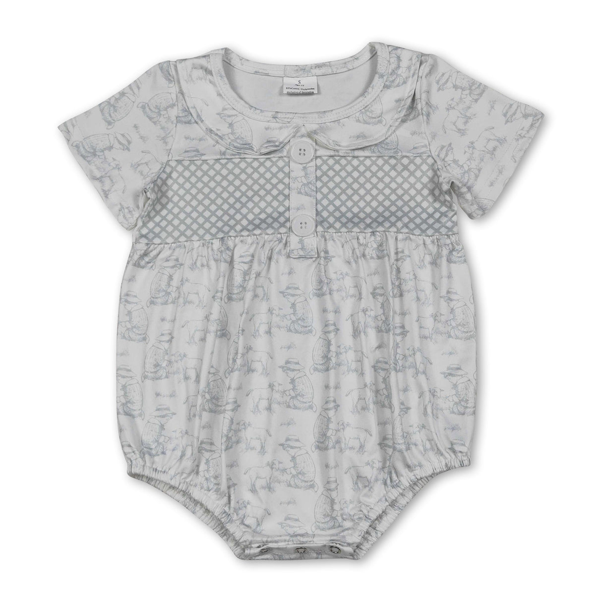 Short sleeves sheep baby boy summer romper