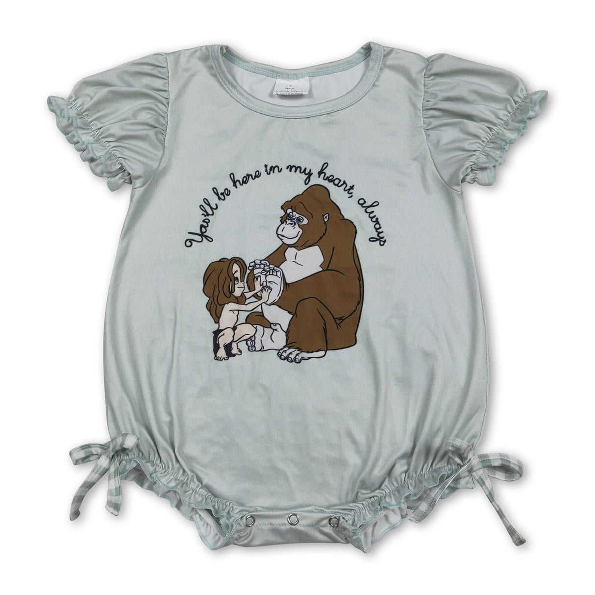 Short sleeves you'll be here in my heart baby girls romper