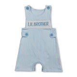 Sleeveless stripe lil brother baby boy romper