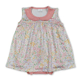Sleeveless doll collar floral baby girls summer romper