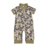 Short sleeves deer camo baby boy hunting romper