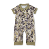 Short sleeves deer camo baby boy hunting romper