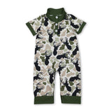 Short sleeves green camo deer baby boy polo romper