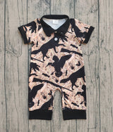 Short sleeves camo duck call baby boy polo romper
