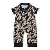 Short sleeves camo duck call baby boy polo romper