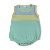 Sleeveless cotton patchwork baby boy summer romper