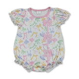 Short sleeves colorful bows baby girls summer romper