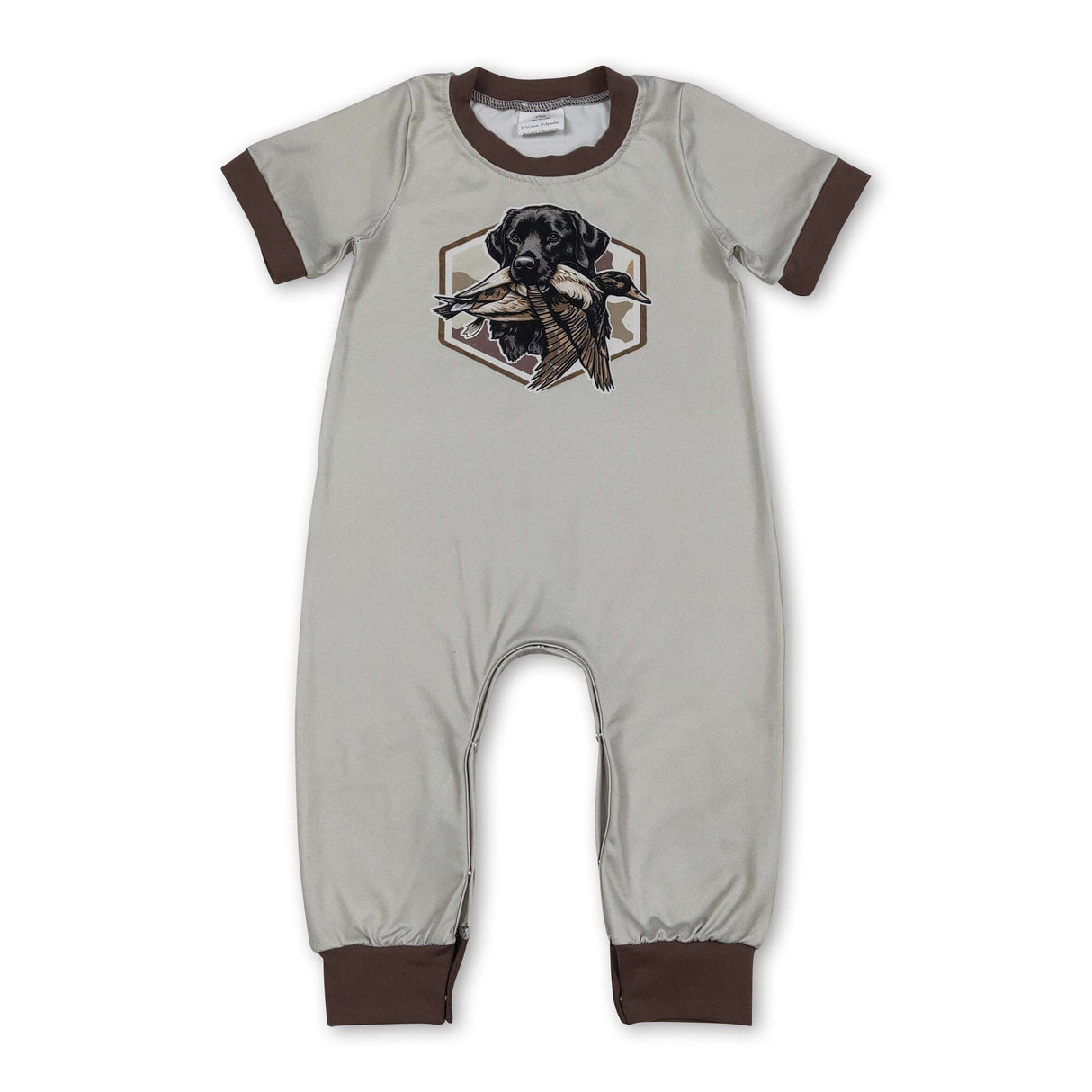 Short sleeves camo duck dog baby boy romper